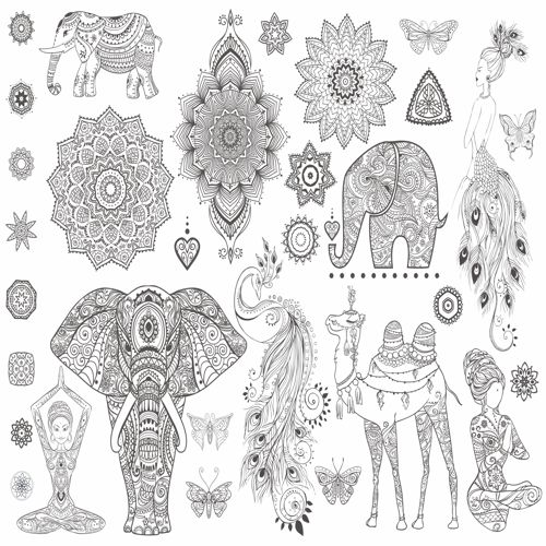 طرح ماندالا تزئینی مجموعه - mandala ornamental set ve - برای دستگاه CNC چوب و لیزر (سی ان سی)