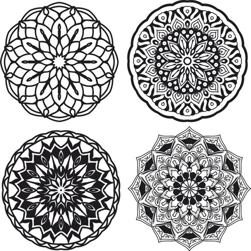 طرح ماندالاهای مجموعه تزئینات - mandalas set ornament ve - برای دستگاه CNC چوب و لیزر (سی ان سی)