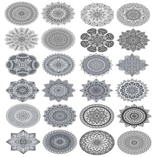 طرح ماندالا وکتور زیورآلات مجموعه - mandala vector ornaments set ve - برای دستگاه CNC چوب و لیزر (سی ان سی)