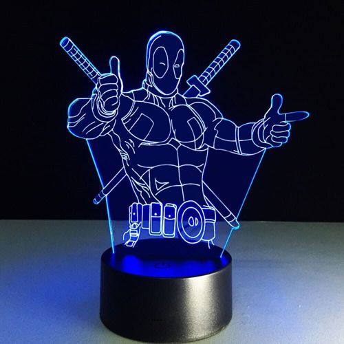 طرح چراغ توهم سه بعدی مارول ددپول برای اتاق کودکان حکاکی لیزری - marvel deadpool 3d illusion lamp for kids room laser engraving ve - برای دستگاه CNC چوب و لیزر (سی ان سی)