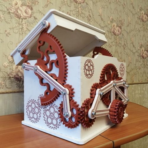 طرح جعبه گنج مکانیکی برای برش لیزری - mechanical treasure box for laser cutting ve - برای دستگاه CNC چوب و لیزر (سی ان سی)