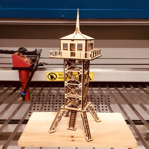 طرح مدل چوبی سه بعدی برج دیده‌بانی نظامی مدل - military observation tower 3d wooden model ve - برای دستگاه CNC چوب و لیزر (سی ان سی)
