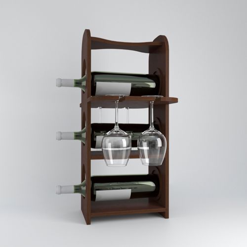 طرح مینی‌بار جای بطری های نوشابه جای لیوان و وی - minibar wine bottles rack and glasses holder ve - برای دستگاه CNC چوب و لیزر (سی ان سی)