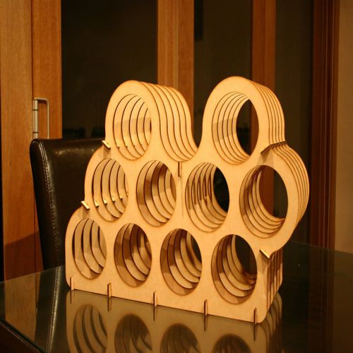 طرح مینی انبار قفسه بطری نگهدارنده جای نگهداری - mini cellar small wine rack bottle holder storage - برای دستگاه CNC چوب و لیزر (سی ان سی)