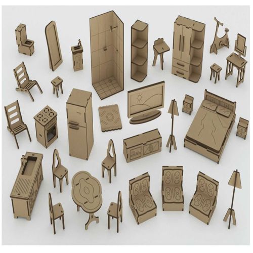 طرح مبلمان مینیاتوری برش لیزری طرح - mini furniture laser cut plan ve - برای دستگاه CNC چوب و لیزر (سی ان سی)