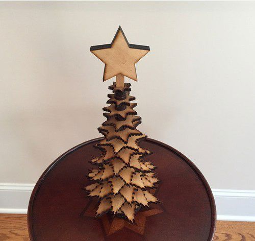 طرح مینی تابلو درخت کریسمس لیزر - mini tabletop christmas tree laser cut ve - برای دستگاه CNC چوب و لیزر (سی ان سی)