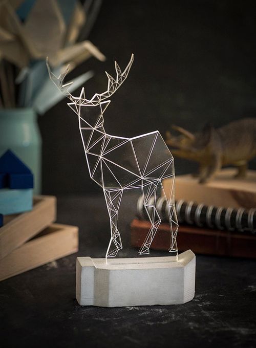 طرح چراغ گوزن شمالی کریسمس مدرن هندسی گوزن چراغ شب برش لیزری - modern christmas reindeer lamp geometric deer night light laser cut ve - برای دستگاه CNC چوب و لیزر (سی ان سی)