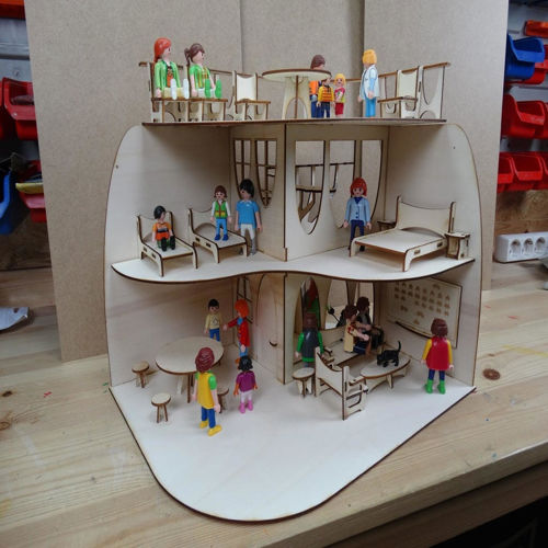 طرح خانه مدرن چوبی خانه عروسک کودکان اسباب بازی - modern house wood doll house children toys - برای دستگاه CNC چوب و لیزر (سی ان سی)