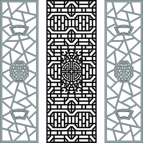 طرح پارتیشن مدرن حریم خصوصی داخلی پنل شبکه مجموعه - modern privacy partition indoor panel lattice set - برای دستگاه CNC چوب و لیزر (سی ان سی)