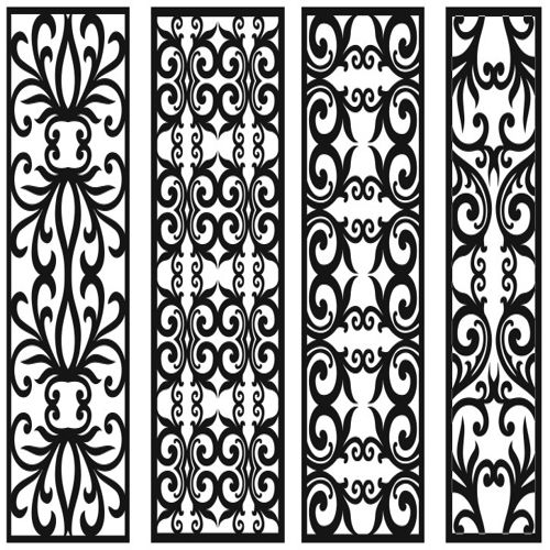 طرح modern-privacy-partition-panel-room-divider-floral-lattice-stencil-patterns-set