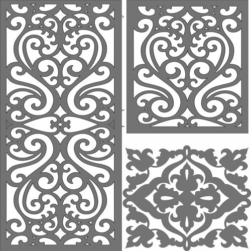 طرح مدرن حریم خصوصی پارتیشن پانل اتاق جداکننده شبکه الگوهای تنظیم - modern privacy partition panel room divider lattice patterns set - برای دستگاه CNC چوب و لیزر (سی ان سی)