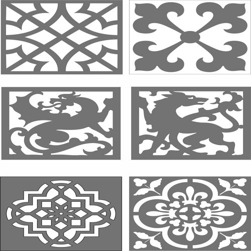 طرح پنل‌های جداکننده گریل اتاق مدرن برای برش لیزری - modern room grill dividers panels set for laser cut ve - برای دستگاه CNC چوب و لیزر (سی ان سی)