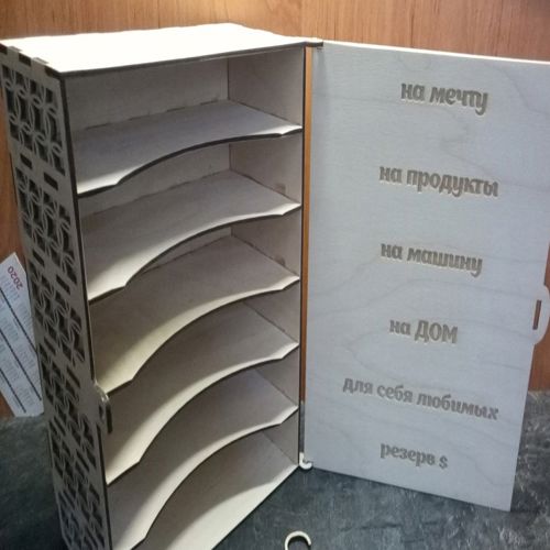 طرح صندوق پول چوبی بانک پس‌انداز برای برش لیزری - money box wooden savings bank for laser cut ve - برای دستگاه CNC چوب و لیزر (سی ان سی)