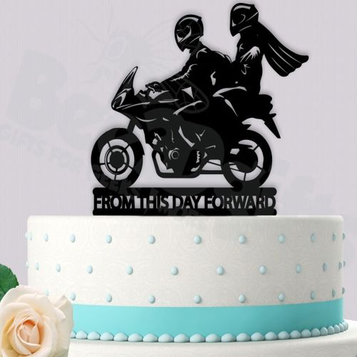 طرح روکش کیک عروسی موتورسیکلت‌سوار برای برش لیزری - motorcycle biker wedding cake topper for laser cut ve - برای دستگاه CNC چوب و لیزر (سی ان سی)