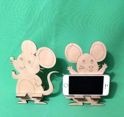 طرح نگهدارنده موشواره گوشی برای برش لیزری - mouse phone holder for laser cut - برای دستگاه CNC چوب و لیزر (سی ان سی)