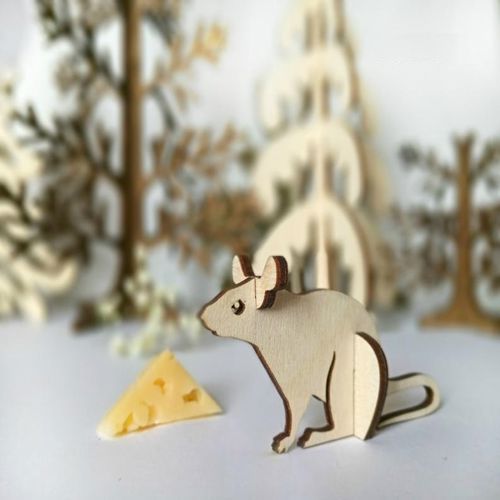 طرح کیت حیوانات چوبی موش برش لیزری قالب - mouse wooden animal kit laser cut template ve - برای دستگاه CNC چوب و لیزر (سی ان سی)