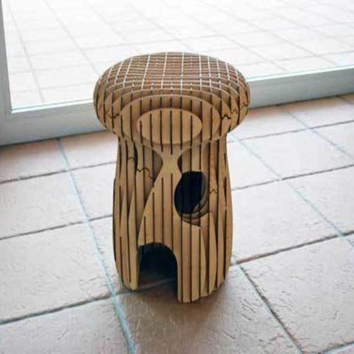 طرح چهارپایه قارچی شکل مخصوص برش لیزری - mushroom stool for laser cut ve - برای دستگاه CNC چوب و لیزر (سی ان سی)
