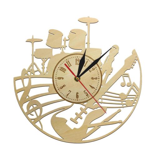 طرح ساعت دیواری گروه موسیقی - music band wall clock ve - برای دستگاه CNC چوب و لیزر (سی ان سی)