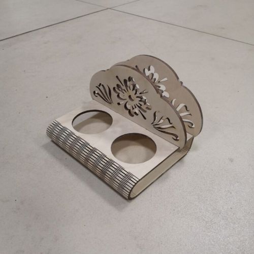طرح جا دستمال سفره با جای لیوانی برای برش لیزری - napkin stand with cup holder for laser cut ve - برای دستگاه CNC چوب و لیزر (سی ان سی)