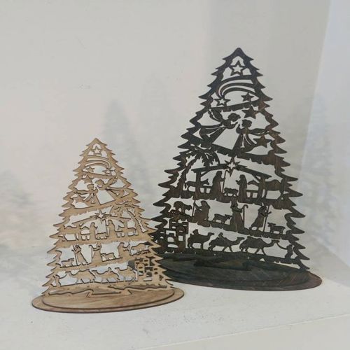 طرح برش لیزری درخت کریسمس با تم تولد حضرت عیسی (ع) - nativity themed christmas tree laser cut ve - برای دستگاه CNC چوب و لیزر (سی ان سی)