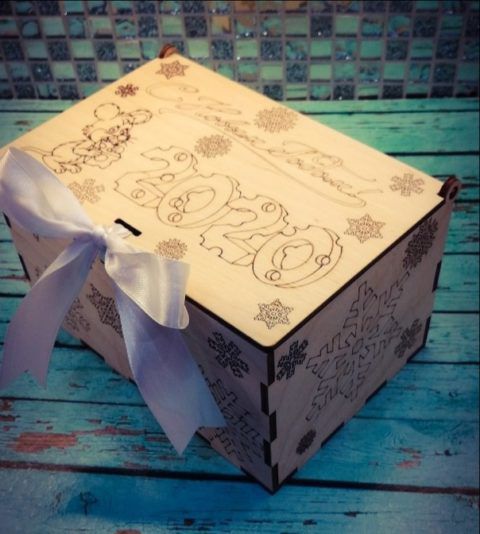 طرح new-year-2020-wooden-snowflake-gift-box-with-lid-laser-cut-engraving-template-ve