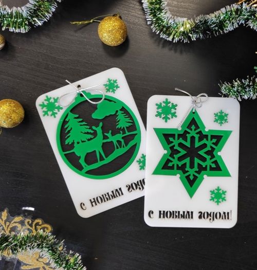 طرح کارت های سال نو لیزری - new year cards laser cut ve - برای دستگاه CNC چوب و لیزر (سی ان سی)