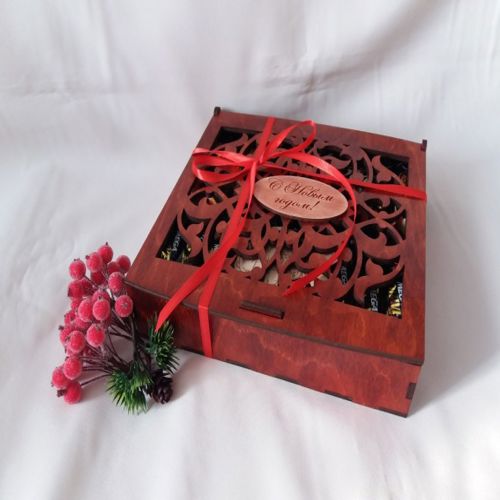 طرح جعبه هدیه سال نو الگو برای برش لیزری - new year gift box 6 patterns for laser cut ve - برای دستگاه CNC چوب و لیزر (سی ان سی)