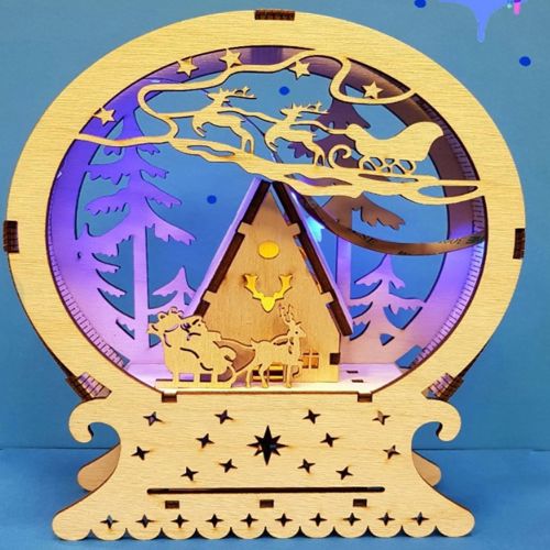 طرح چراغ شب سال نو لیزری - new year night light laser cut ve - برای دستگاه CNC چوب و لیزر (سی ان سی)