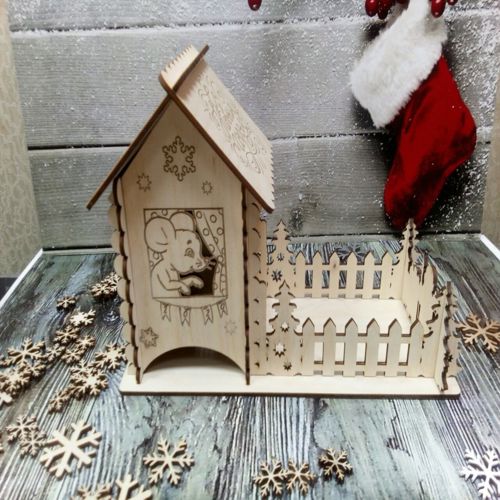 طرح چایخانه سال نو برای برش لیزری - new year tea house for laser cut ve - برای دستگاه CNC چوب و لیزر (سی ان سی)