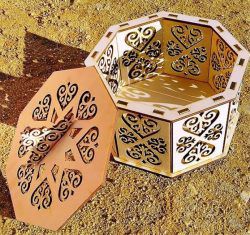 طرح جعبه هشت ضلعی برای برش لیزری - octagonal box for laser cut ve - برای دستگاه CNC چوب و لیزر (سی ان سی)