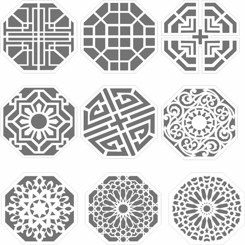 طرح پانل‌های هشت ضلعی جلی درز برای برش لیزری - octagonal jali seamless panels for laser cutting - برای دستگاه CNC چوب و لیزر (سی ان سی)