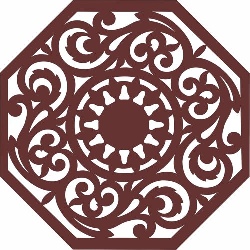 طرح پنل جلی اتاق نشیمن هشت ضلعی لیزر - octagonal living room seamless jali panel for laser cutting - برای دستگاه CNC چوب و لیزر (سی ان سی)