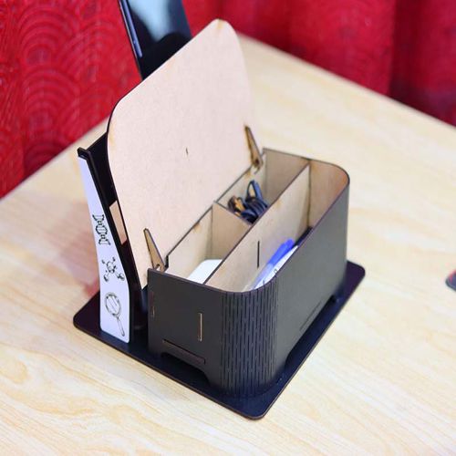 طرح office-desk-organizer-pen-holder-mobile-stand-storage-box-3mm-laser-cut-ve