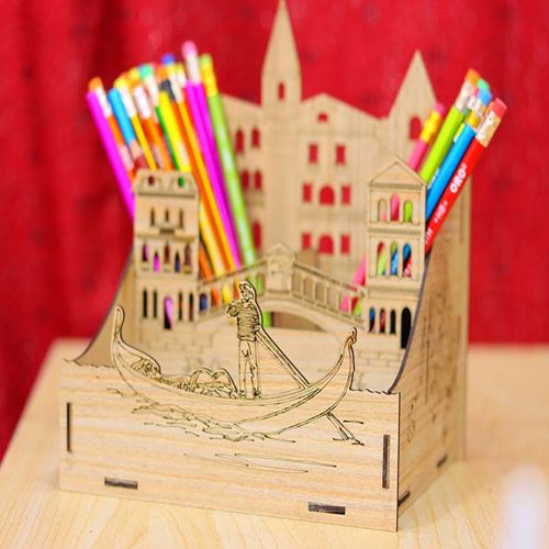 طرح میز اداری سازماندهنده جا خودکار مداد پایه میلیمتری برش لیزری - office desk organizer pen holder pencil stand 3mm laser cut ve - برای دستگاه CNC چوب و لیزر (سی ان سی)
