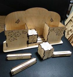 طرح سازمان‌دهنده با مکعب‌های برای برش لیزری - organizer with cubes for laser cut ve - برای دستگاه CNC چوب و لیزر (سی ان سی)