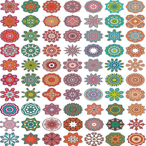 طرح ماندالای رنگارنگ زینتی قاب - ornamental colorful mandala ve - برای دستگاه CNC چوب و لیزر (سی ان سی)