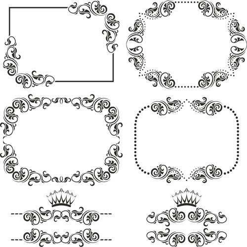 طرح مجموعه حاشیه تزئینی برای برش لیزری قاب - ornament border set for laser cutting ve - برای دستگاه CNC چوب و لیزر (سی ان سی)