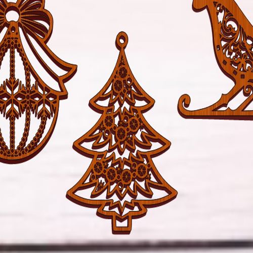 طرح تزیین درخت کریسمس گوی تزئین لیزر - ornament christmas tree bauble decoration laser cut - برای دستگاه CNC چوب و لیزر (سی ان سی)