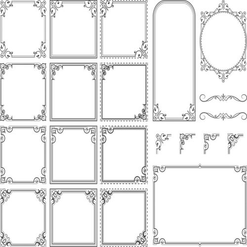 طرح قاب تزئینی مجموعه برای برش لیزری - ornament frame set for laser cut ve - برای دستگاه CNC چوب و لیزر (سی ان سی)