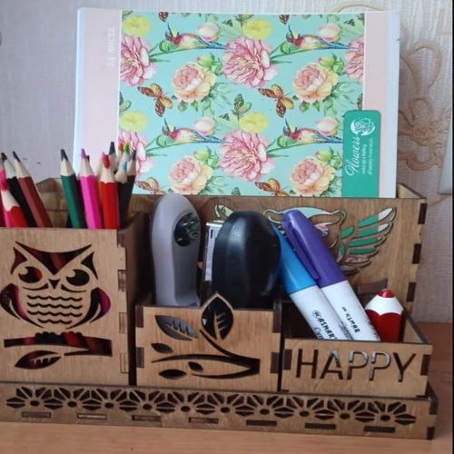 طرح owl-desk-organizer-for-laser-cutting-ve