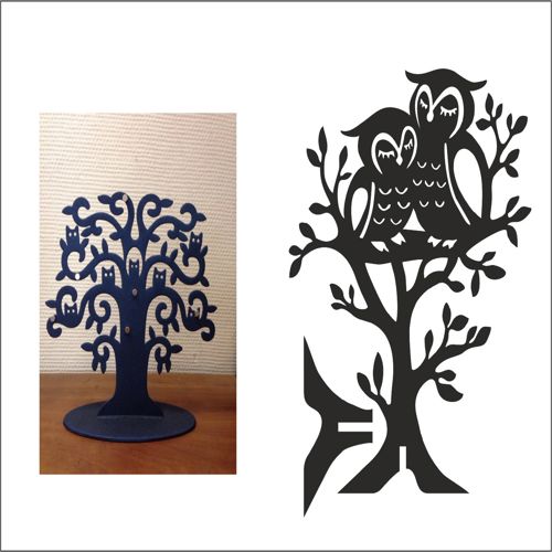 طرح آویز درختی جواهرات جغد برای برش لیزری - owl jewellery tree hanger for laser cut ve - برای دستگاه CNC چوب و لیزر (سی ان سی)