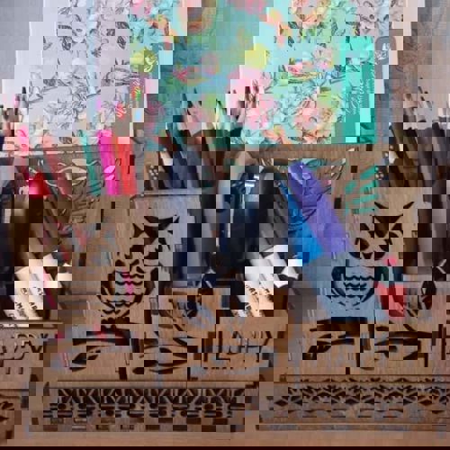 طرح جا خودکاری مداد چوبی میز سازماندهنده تخته سه لا میلی متر لیزری - owls pen pencil holder wooden desktop organizer plywood 3mm laser cut - برای دستگاه CNC چوب و لیزر (سی ان سی)