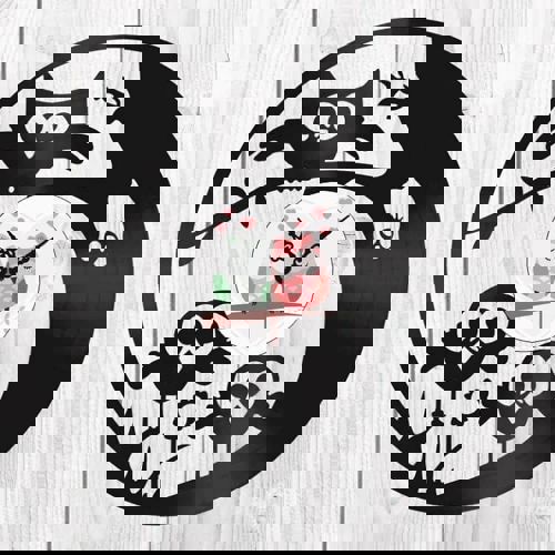 طرح ساعت دیواری وینیل جغدها برش لیزری - owls vinyl record wall clock laser cut ve - برای دستگاه CNC چوب و لیزر (سی ان سی)