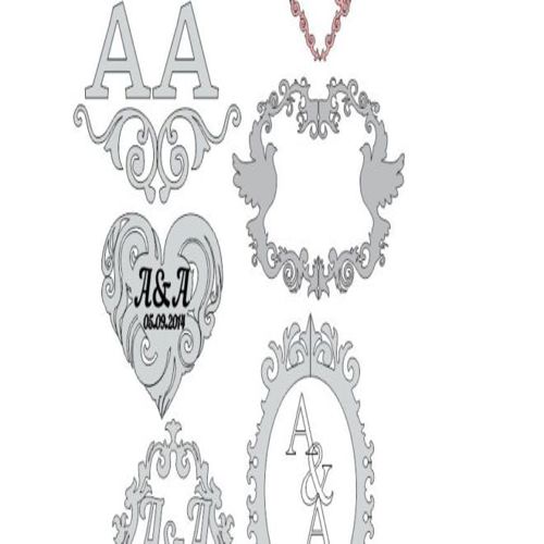طرح بسته سیلوئت‌ها مونوگرام قاب آینه عکس - pack silhouettes monogram frame mirror - برای دستگاه CNC چوب و لیزر (سی ان سی)