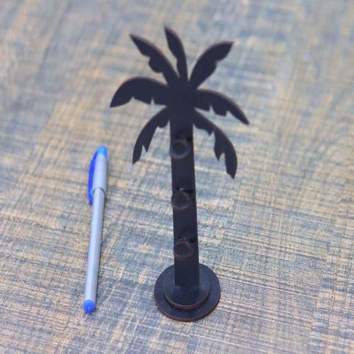 طرح جا قلمی درخت نخل میز اداری مداد پایه میلی متری برش لیزری - palm tree pen holder office desk pencil stand 3mm laser cut ve - برای دستگاه CNC چوب و لیزر (سی ان سی)