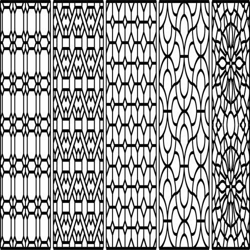 طرح پانل‌های مشبک جداکننده اتاق درز طرح های مجموعه برای برش لیزر - panels lattice room divider seamless designs set for laser cut ve - برای دستگاه CNC چوب و لیزر (سی ان سی)