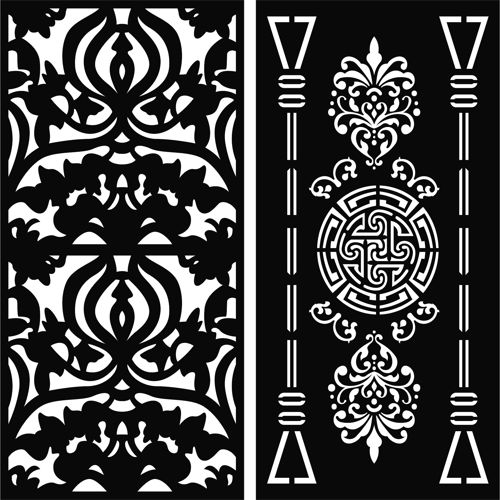 طرح پانل صفحه جداکننده اتاق درز الگوی طراحی برای برش لیزری - panels screen room divider seamless design pattern for laser cut ve - برای دستگاه CNC چوب و لیزر (سی ان سی)