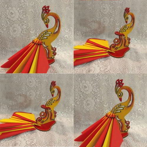 طرح جا دستمال طاووس ایده برش لیزری - peacock napkin holder idea laser cutting ve - برای دستگاه CNC چوب و لیزر (سی ان سی)