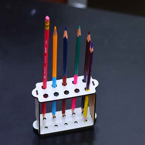 طرح قالب جا مداد مداد میلی‌متری لیزر - pencil holder template 10 pencils stand 3mm laser cut - برای دستگاه CNC چوب و لیزر (سی ان سی)