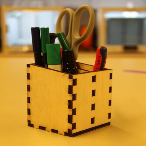 طرح لیوان مداد نگهدارنده میز پیشخوان لیزر - pencil organizer cup for countertop desk laser cut - برای دستگاه CNC چوب و لیزر (سی ان سی)